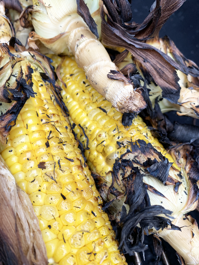 grilled corn with husks